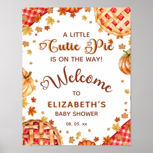 Welkom op de Little Cutie Pie Pumpkin Fall Baby Sh Poster (Voorkant)