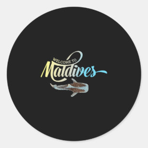 Welkom op de Malediven Walvishaak Vakantie Souve Ronde Sticker