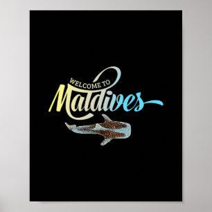 Welkom op de Malediven Whaalkop Haai Vakantie Aand Poster