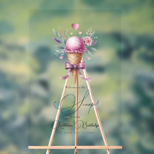 Welkom op de Scoop Ice Cream Bruidsdouche Acryl Bord (Neutraal)