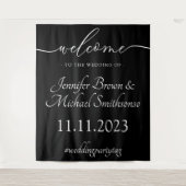 Welkom op de trouw minimalistische zwarte wandkleed (Voorkant)