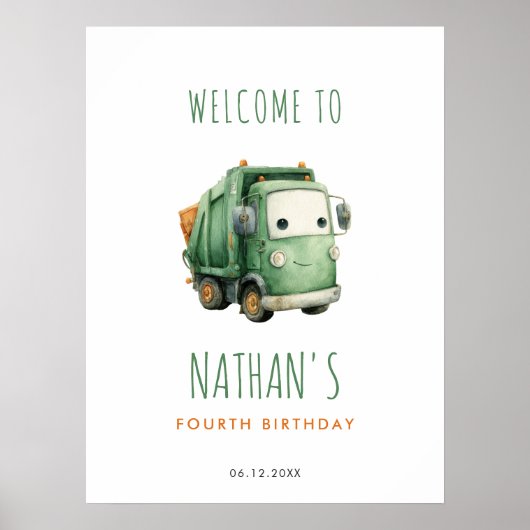 Welkom op de verjaardag van de vuilniswagen poster (Voorkant)