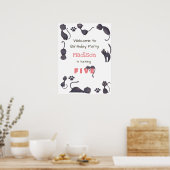 Welkom op de verjaardag van zwarte kat kinderen poster (Keuken)