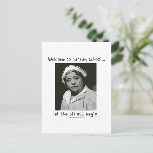 Welkom op de verpleegschool briefkaart (Staand voorkant)