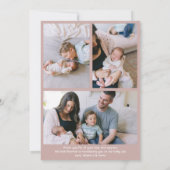 Welkom op de Wereld Dusty Pink Pasgeboren Baby Geb Aankondiging (Achterkant)