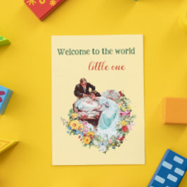Welkom op de wereld Gele Bloemen  Baby Briefkaart
