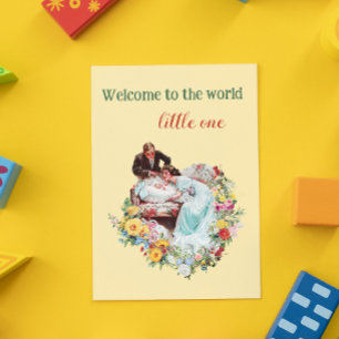 Welkom op de wereld Gele Bloemen  Baby Briefkaart