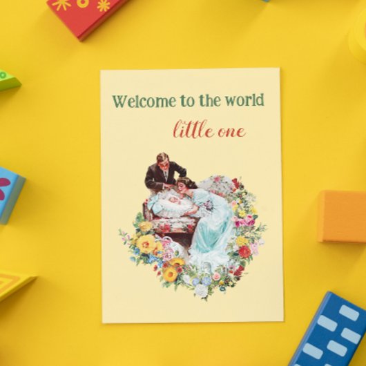Welkom op de wereld Gele Bloemen  Baby Briefkaart
