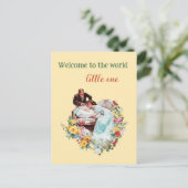 Welkom op de wereld Gele Bloemen  Baby Briefkaart (Staand voorkant)