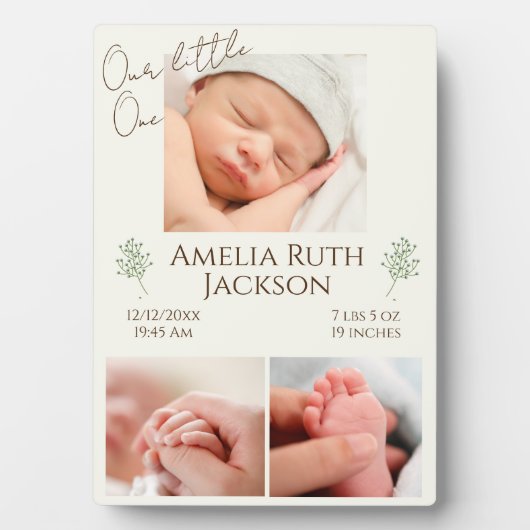 Welkom op de wereld, kleine 1"Drie foto Fotoplaat (voorkant)