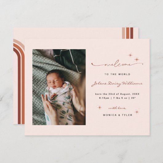 Welkom op de wereld | | Retro Boho Birth (Voorkant / Achterkant)