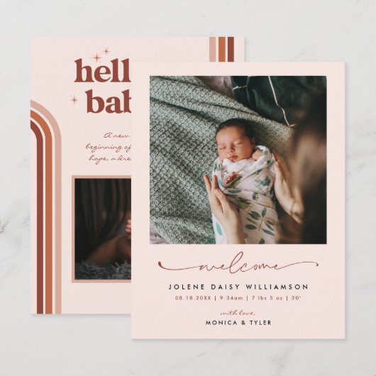 Welkom op de wereld | | Retro Boho Birth (Voorkant / Achterkant)