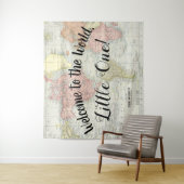 Welkom op de Wereldkaart Baby Shower Achtergrond Wandkleed (In situ)