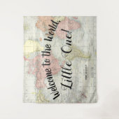 Welkom op de Wereldkaart Baby Shower Achtergrond Wandkleed (Voorkant)