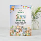 Welkom op de wilde Kinder Safari Zoo Verjaardag Kaart (Staand voorkant)