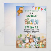 Welkom op de wilde Kinder Safari Zoo Verjaardag Kaart (Voorkant / Achterkant)