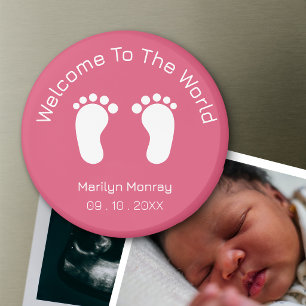 Welkom Op Deze Wereld Baby Meisje Geboortedatum Magneet
