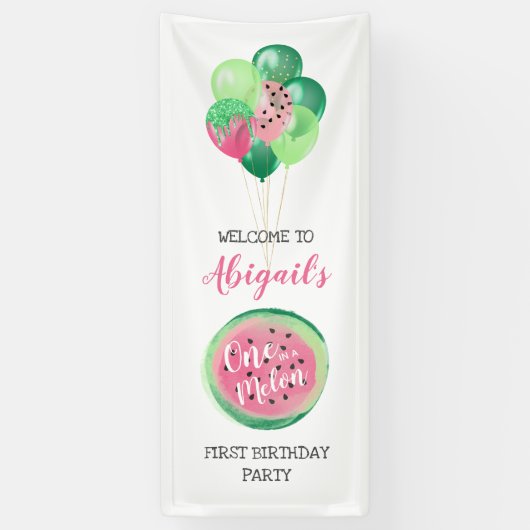Welkom op het 1e verjaardagsfeest van One in a Mel Spandoek (Verticaal)