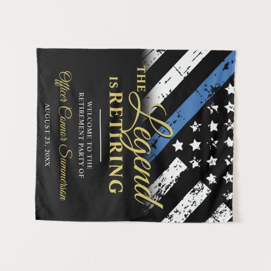 Welkom op het afscheidsfeest van politieagent met  wandkleed (Voorkant (horizontaal))