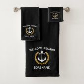 Welkom op het bord Naam Anchor Gold Laurel Black Bad Handdoek (Insitu)