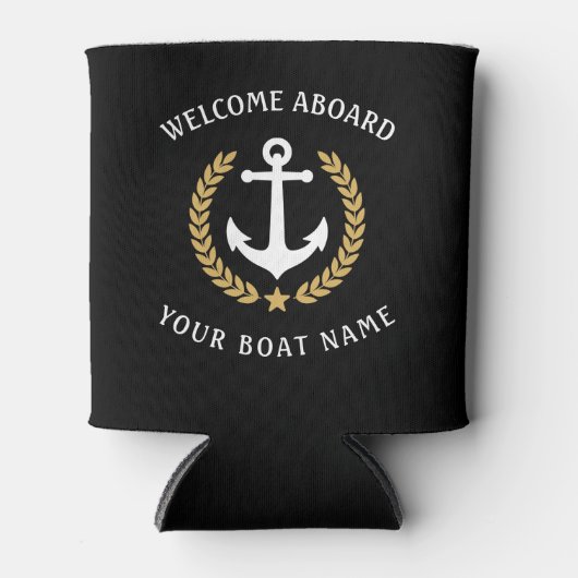 Welkom op het bord Naam Anchor Gold Laurel Black Blikjeskoeler (Voorkant)