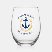 Welkom op het bord Naam Anchor Gold Laurel Blue Wijnglas Zonder Voet (Voorkant)