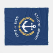 Welkom op het bord Naam Anchor Gold Laurel Navy Fleece Deken (Voorkant (Horizontaal))