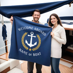 Welkom op het bord Naam Anchor Gold Laurel Navy Fleece Deken
