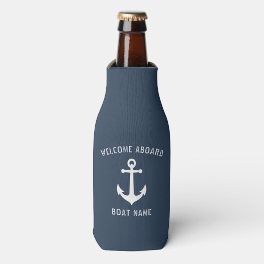 Welkom op het bord Nautical Anchor Boat Name Flesjeskoeler (Fles Voorkant)