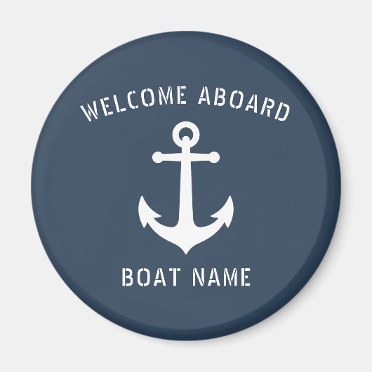 Welkom op het bord  Nautical Anchor Boat Name Magneet (Voorkant)