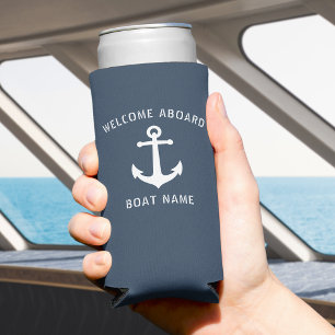 Welkom op het bord Nautical Anchor Boat Name Seltzer Blikjeskoeler