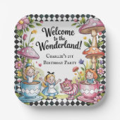 Welkom op het eerste verjaardagsfeestje van Wonder Papieren Bordje (Voorkant)