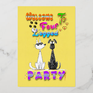 Welkom op het Feest met Vier Poten Folie Feestdagenkaart
