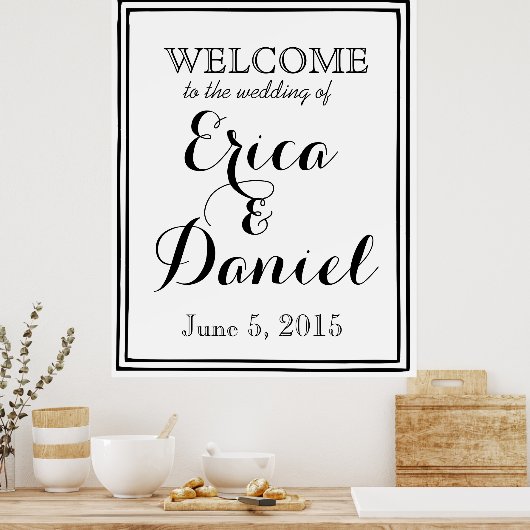 welkom op het huwelijk van het bord van het poster (Keuken)