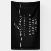Welkom op het simpele bruiloftsfeest zwart spandoek (Verticaal)