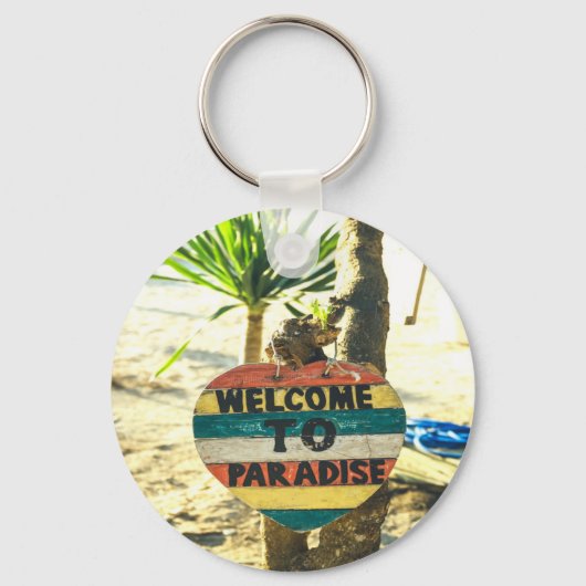Welkom op het strandparadijs Oceaan Sleutelhanger (Voorkant)