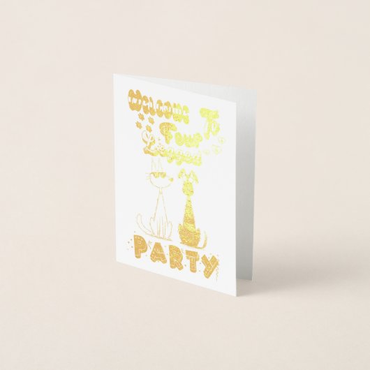Welkom op het vierbenige feest folie kaarten (Voorkant)