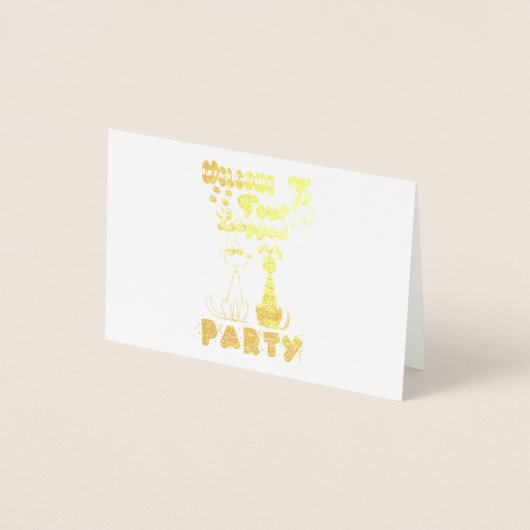 Welkom op het vierbenige feest folie kaarten (Voorkant)