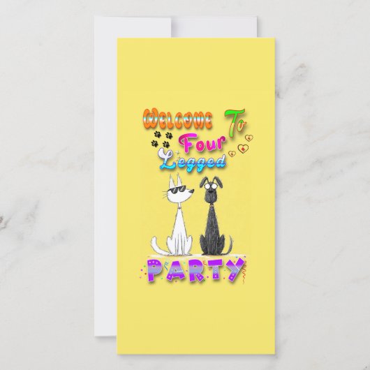 Welkom op het vierbenige feest kaart (Voorkant)