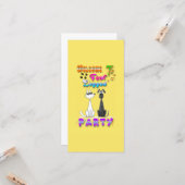 Welkom op het vierbenige feest kaart (Voorkant / Achterkant in situ)