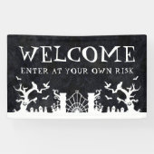 Welkom op je eigen risico spandoek (Horizontaal)