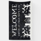 Welkom op je eigen risico spandoek (Verticaal)