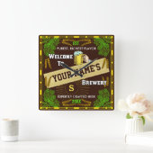 Welkom op maat: Hops Barley Beer Vierkante Klok (Huis)