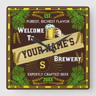Welkom op maat: Hops Barley Beer Vierkante Klok