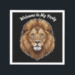 Welkom op mijn feest Leeuw personaliseer naam Servet<br><div class="desc">Welkom op mijn feest personaliseer naam Servetten
aigenerated Majestueuze wilde mannelijke leeuw is geweldig voor vrijgezellenfeesten!</div>