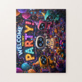 Welkom op mijn feest, leuk robot legpuzzel (Verticaal)