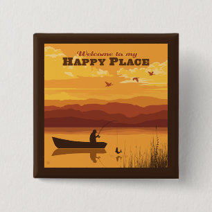 Welkom op mijn gelukkige plek vierkante button 5,1 cm