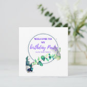 Welkom op mijn verjaardagsfeestje save the date (Staand voorkant)