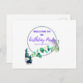 Welkom op mijn verjaardagsfeestje uitnodiging briefkaart (Voorkant / Achterkant)