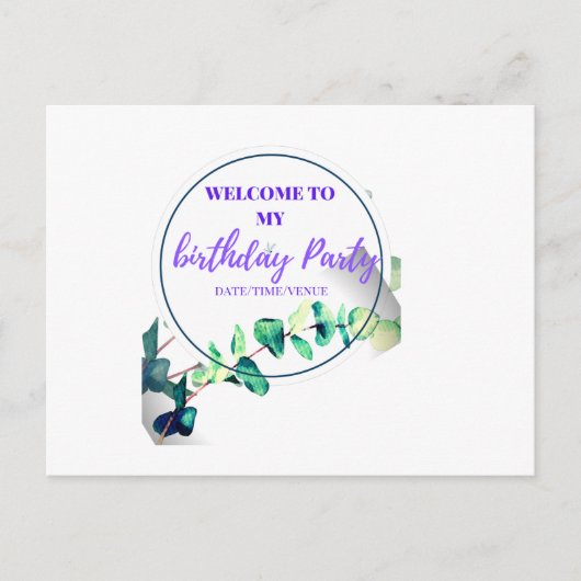 Welkom op mijn verjaardagsfeestje uitnodiging briefkaart (Voorkant)